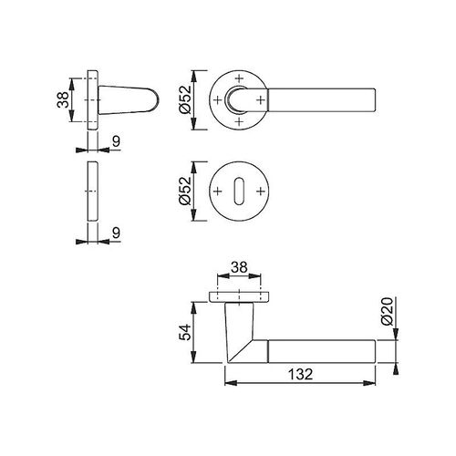 Garniture de porte HOPPE Lecce en aluminium anodis? bi-couleur - Cl? en L - 3895276