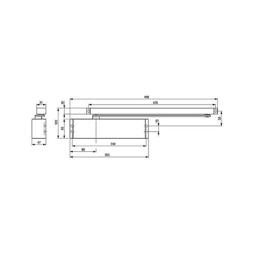Boîtier pour ferme-porte - force 3 - montage inversé - TS 91G argent DORMAKABA