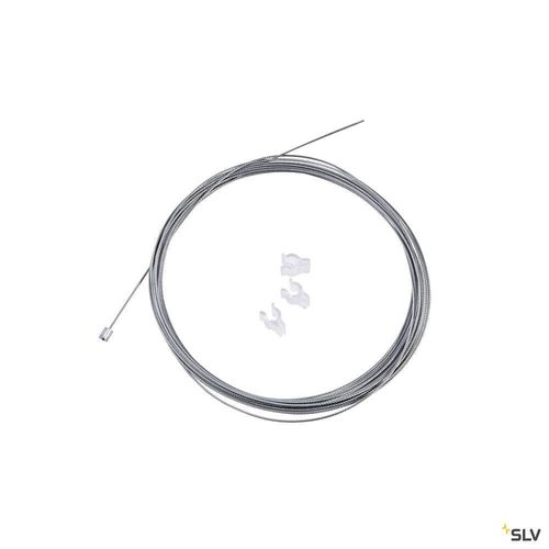 Filin de suspension, câble acier 1,0mm x 5000mm, 3 clips inclus