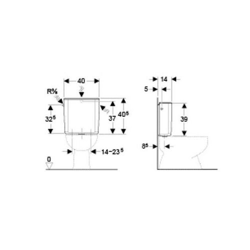 Geberit - Réservoir attenant AP 128 simple débit 6-9L - 128.025.11.5