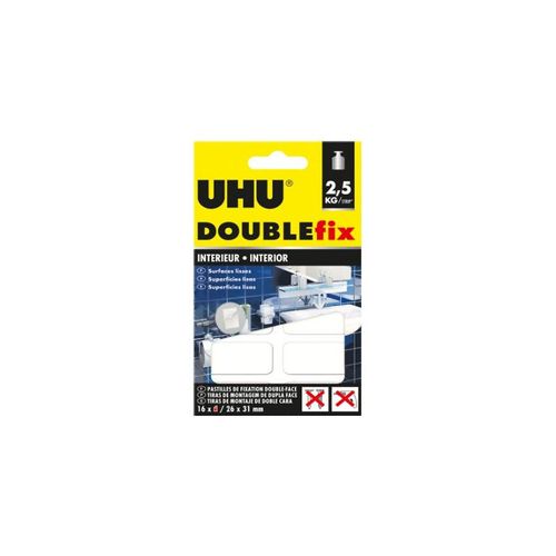 Pastille Doublefix Extra Fort Intérieur blanc - 16 pastilles 26x31mm Uhu