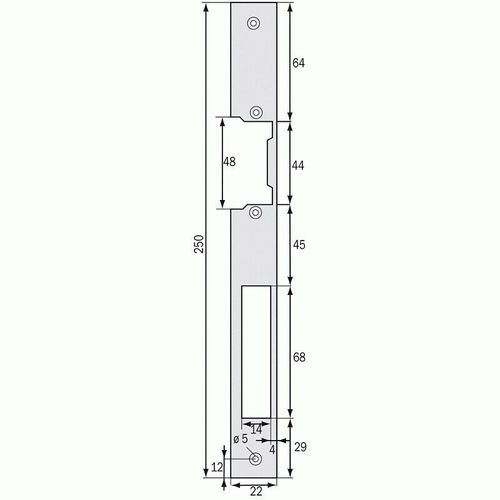 Têtière longue pour gâche électrique inox S 968 EFF EFF