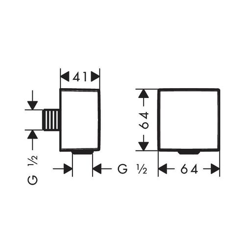 Coude de raccordement Fixfit Square, noir mat (26455670)
