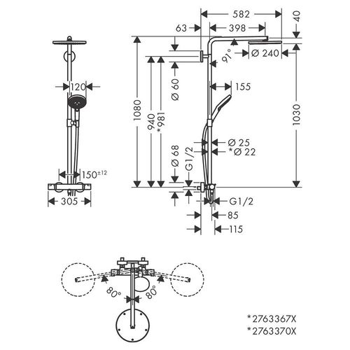 Afaire Hansgrohe-Showerpipe Raindance S 240 1jet PowderRain