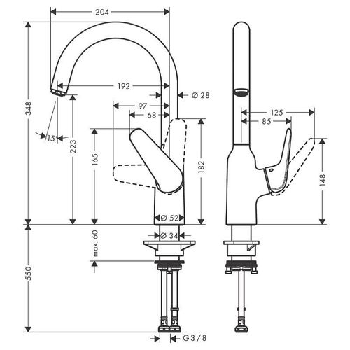 Hansgrohe - Mitigeur de cuisine 220 Focus M42 1 jet finition chromé
