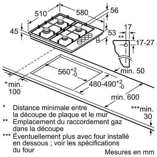 Bosch Serie 2 PBP6B2B80 Table de cuisson au gaz Blanc - 4 foyers