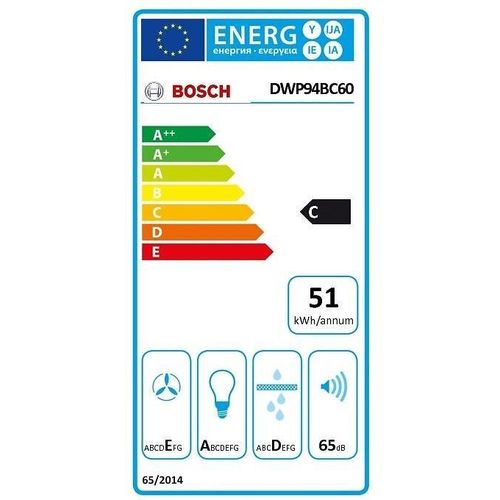 Bosch Serie 2 DWP94BC60 - Hotte - hotte décorative - largeur : 90 cm - profondeur : 50 cm - extraction et recirculation (avec kit de recirculation supplémentaire) - noir