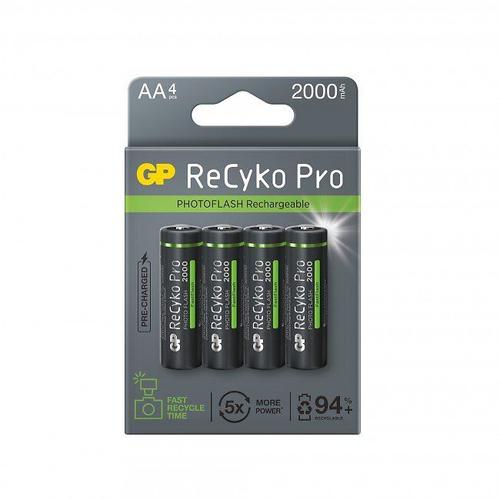 GP ReCyKo PRO LR6/AA 2000mAh - Pack de 4 accus PRO rechargeables NiMH - Special PhotoFlash