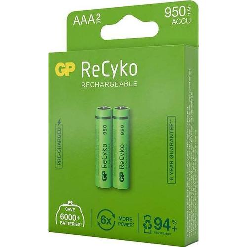 GP ReCyKo LR3/AAA 950mAh - Pack de 2 accus rechargeables NiMH