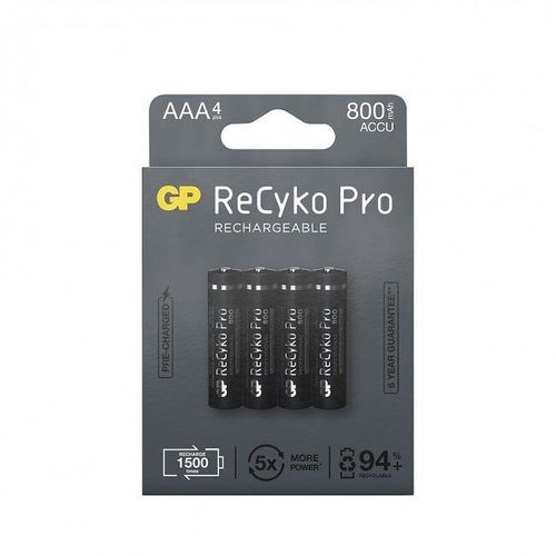 GP ReCyKo PRO LR3/AAA 800mAh - Pack de 4 accus PRO rechargeables NiMH