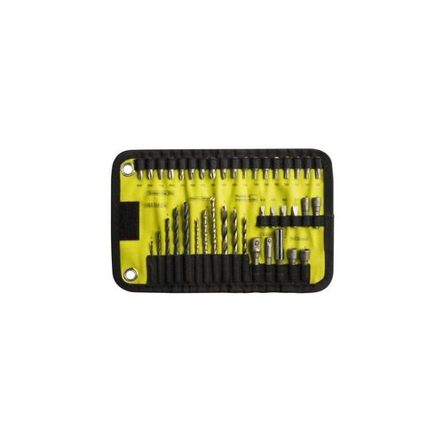 trousse textile 40 accessoires perçage bois - mé tal- bé ton + embouts vissage et boulonnage