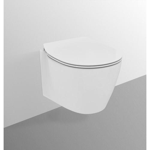 Ideal Standard - Cuvette WC suspendue et abattant avec frein de chute blanc en porcelaine - CONNECT SPACE