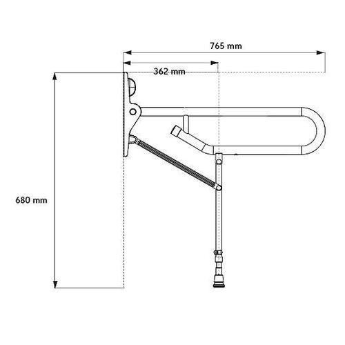 Akw international-Barre d appui rabattable double avec pied réglable D32mm 766x120x785mm. blanc Réf 01830WH