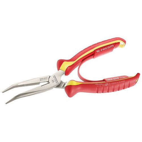 Pince demi-ronde bec long coudé 40° isolée 1000 volts 200mm Facom 185A.20VE