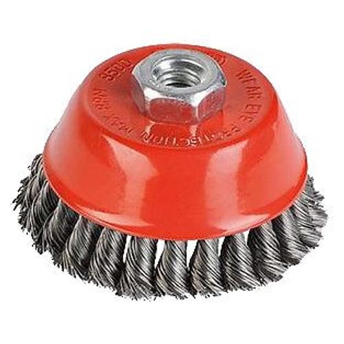 Brosse métallique rotative soucoupe Ø 90 mm fils torsadés en acier pour meuleuse