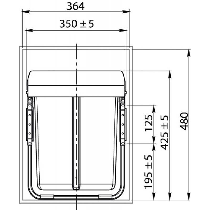 Poubelle coulissante tri-sélectif 3 bacs 68 litres - Practi Eco GTV