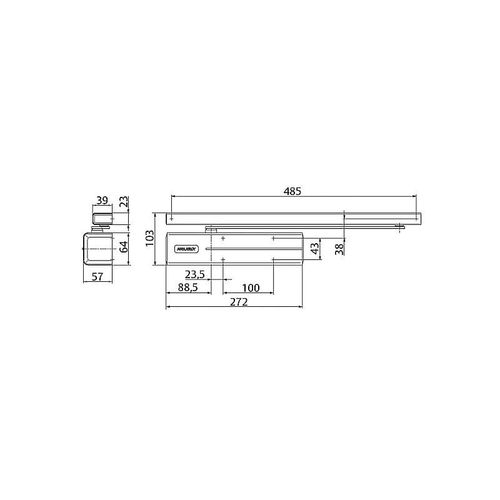 Corps pour ferme-porte à bras glissière - force 1 à 4 - DC 500 - argent VACHETTE