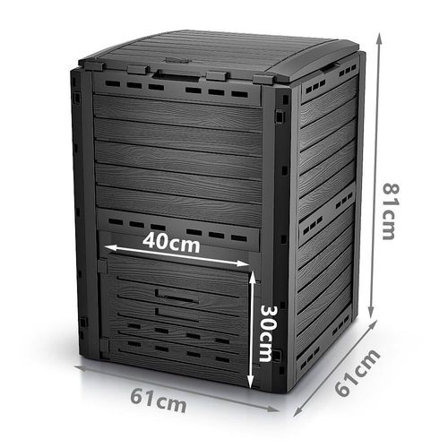 Composteur de jardin 300L Qualité Supérieure pour Jardin Déchets Imitation Style bois noir
