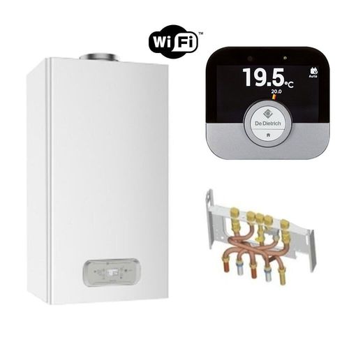 Chaudière Gaz BasNox Inoa Nox Chaffoteaux 25 kW / Cheminée Complète (Douilles + Dosseret) avec Thermostat Connecté