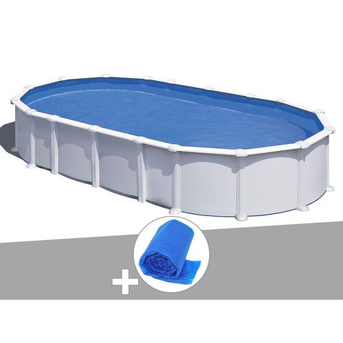 Kit piscine acier blanc Gré Atlantis ovale 8,15 x 4,90 x 1,32 m + Bâche à bulles