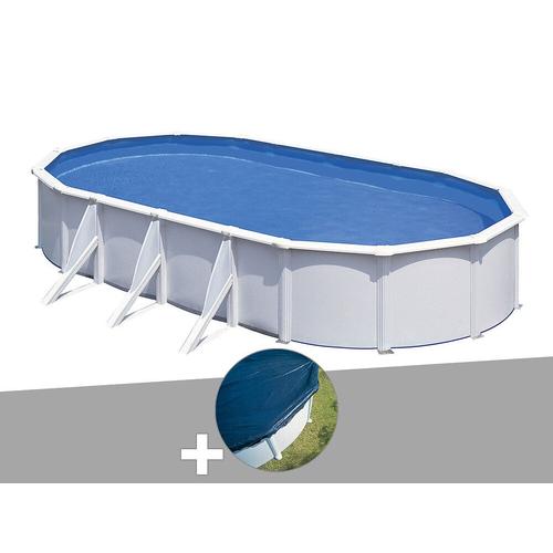 Kit piscine acier blanc Gré Fidji ovale 6,34 x 3,99 x 1,22 m + Bâche hiver
