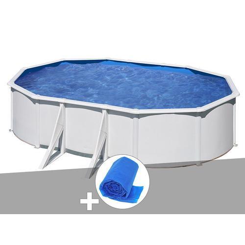 Kit piscine acier blanc Gré Atlantis ovale 5,27 x 3,27 x 1,32 m + Bâche à bulles