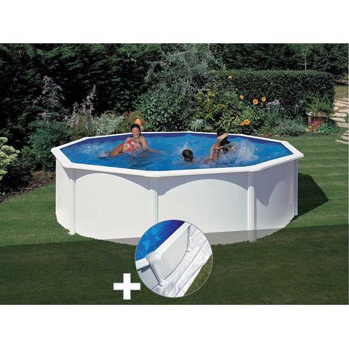 Kit piscine acier blanc Gré Fidji ronde 4,80 x 1,22 m + Tapis de sol