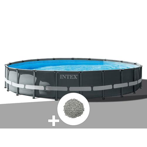 Kit piscine tubulaire Intex Ultra XTR Frame ronde 6,10 x 1,22 m + 20 kg de zéolite