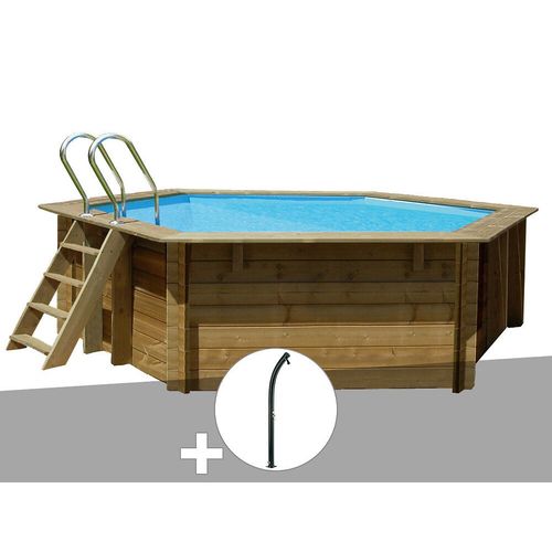 Kit piscine bois Gré Vanille Ø 4,00 x 1,19 m + Douche