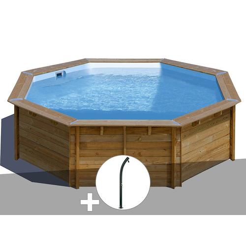 Kit piscine bois Gré Violette Ø 5,00 x 1,27 m + Douche