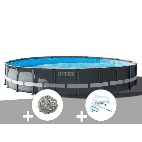 Kit piscine tubulaire Intex Ultra XTR Frame ronde 6,10 x 1,22 m + 20 kg de zéolite + Kit d'entretien