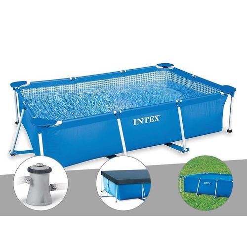 Kit piscine tubulaire rectangulaire Intex 3,00 x 2,00 x 0,75 m + Filtration à cartouche + Bâche de protection + Bâche à bulles