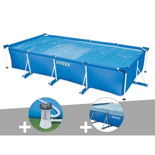 Kit piscine tubulaire rectangulaire Intex 4,50 x 2,20 x 0,84 m + Filtration à cartouche + Bâche de protection