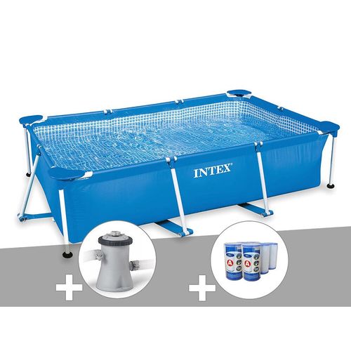 Kit piscine tubulaire rectangulaire Intex 3,00 x 2,00 x 0,75 m + Filtration ? cartouche + 6 cartouches de filtration