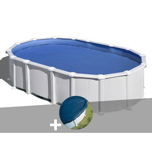 Kit piscine acier blanc Gré Haïti ovale 7,44 x 3,99 x 1,32 m + Bâche hiver