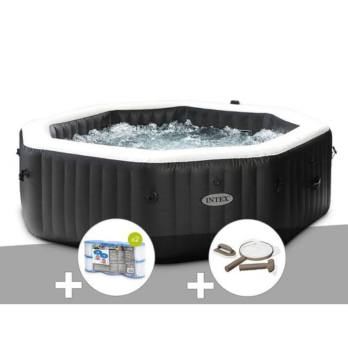 Kit spa gonflable Intex PureSpa Carbone octogonal Bulles et Jets 6 places + 12 filtres + Kit d'entretien