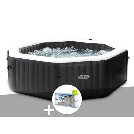 Kit spa gonflable Intex PureSpa Carbone octogonal Bulles et Jets