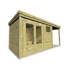 Abri De Jardin En Bois - 13,4m2 - 5,56x2,41m - Pin Sylvestre Traité Autoclave - Livraison Gratuite - Surface Int : 6,6m2