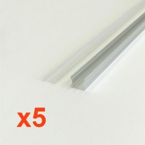 Profil? Aluminium 1m Pour Ruban Led - Couvercle Opaque (Pack De 5) - Silamp