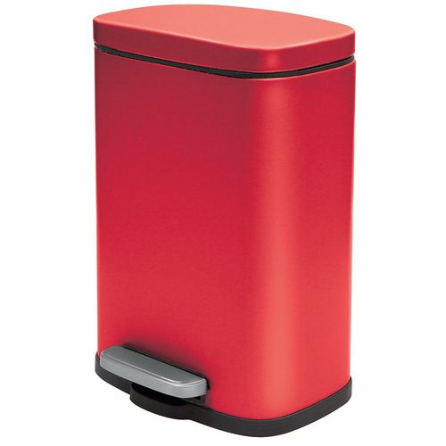 Poubelle ? P?dale Acier Akira 5l Rouge Mat