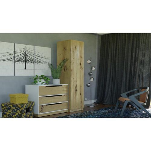 Esme - Armoire Simple Style Scandinave Chambre À Coucher - 50x50x180 - 1 Porte - Dressing - Chêne
