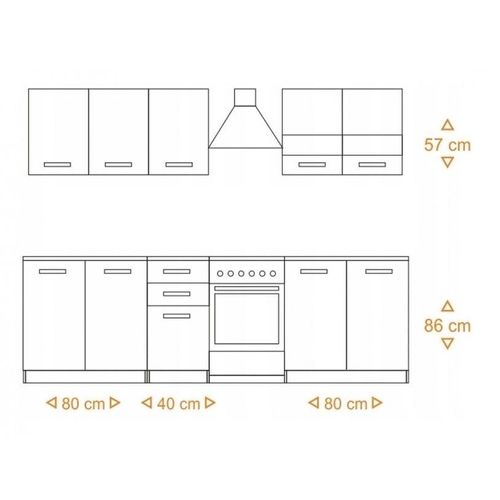 Cuisine Complète Modulaire + Linéaire L 200 Cm 6 Pcs - Plan De Travail Inclus - Meubles Armoires - Anine