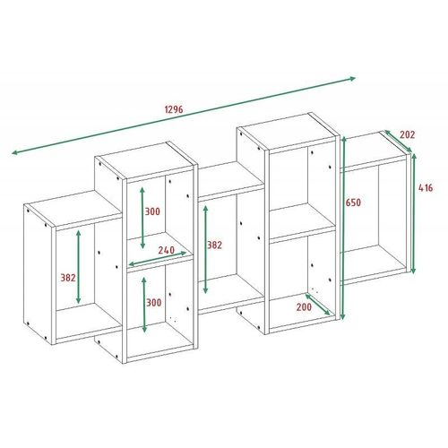 Selma - Biblioth?Que Suspendue Style Moderne Salon - 129.5x20x65 - 7 Tablettes - Sonoma