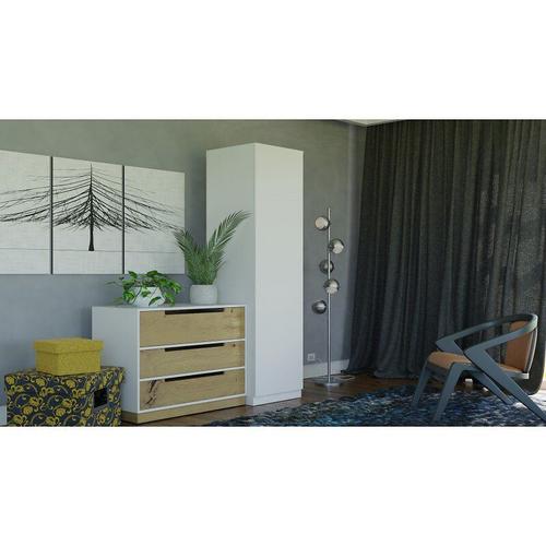 Esme - Armoire Simple Style Scandinave Chambre À Coucher - 50x50x180 - 1 Porte - Dressing - Blanc