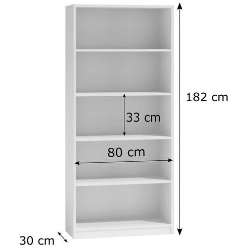 Florence - Bibliothèque Moderne - Étagère De Bureau Classique - Dimensions : 182x80x30 - 4 Étagères - Design Simple - Chêne