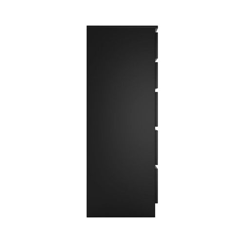 Milan - Commode Contemporaine Chambre/Salon/Bureau 40x70x112 - 5 Tiroirs Coullissants - Meuble De Rangementent - Chiffonier - Noir