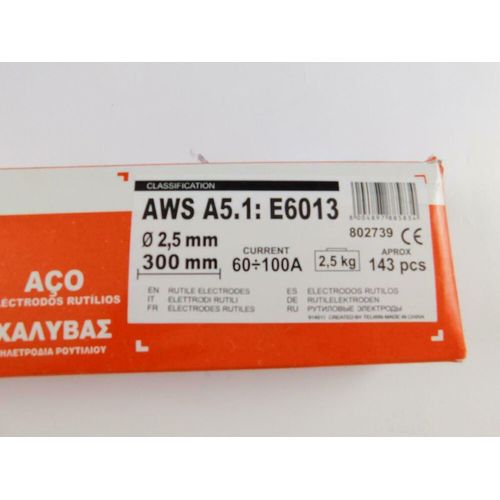 143 électrodes rutiles D. 2,5 mm soit 2,5 Kg - 802739 - Telwin