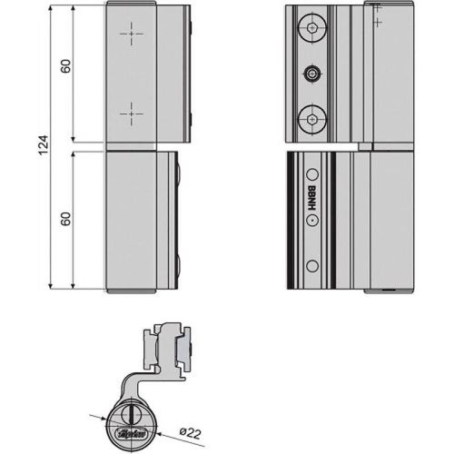 Paumelle à clamer - porte alu - 5682B - 27,5x19 mm - noir - Monza FAPIM