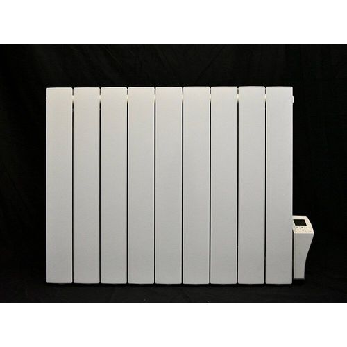 Radiateur électrique fixe en aluminium horizontal - gamme INTER 1800W - Blanc - Programmable - Thermostat digital - DELTACALOR