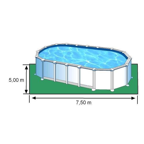 Piscine ovale acier 7,44m x 3,99m x H: 1,32m - Filtration à sable - SANS Renforts apparents